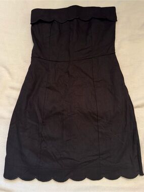 Miami Brand Black Strapless Scallop-Hem Cocktail Dress